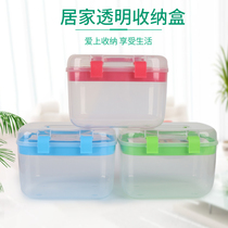 Household color large needle and thread tool parts storage box portable plastic transparent double-layer empty finishing box