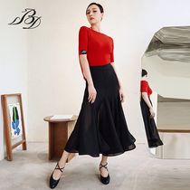 BD Betty Modern Dance Clothes Top Women Latin Dance Practicing Clothes Ballroom Dance Clothes Crossing Collar Jumpback Slumpsuit BD21