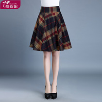 Plaid skirt womens small skirt a long pleated skirt autumn new plaid skirt skirt autumn and winter