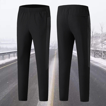 Winter training outside wear plus velvet padded sports cotton pants for middle-aged and elderly men outdoor exercise straight loose warm pants