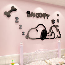 Snoopy acrylic 3d three-dimensional wall stickers wallpaper painting childrens room decoration bedroom bedside layout picture book area