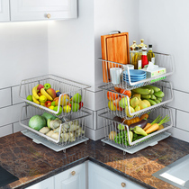 304 stainless steel kitchen vegetable storage rack countertop multi-layer storage vegetable basket small vegetable and fruit storage basket