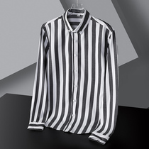 Spring dress new vertical striped mens long sleeves with shirt Han version Trend handsome Casual Shirt Youth Art Inch