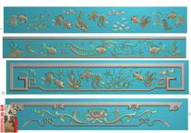 Peony goldfish seafood round table dining table Dining table round table Tooth plate group plate under the flower carving jdp relief grayscale