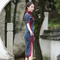 The Junya qipao womens summer improvement young section everyday can wear vegan classic fashion long style retro temperament even dress