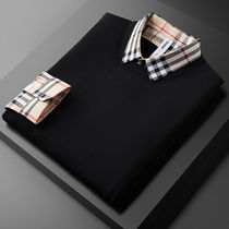 A D Hepburn light business fake two sweaty mens body handsome young plaid shirt collar knit-shirt tide