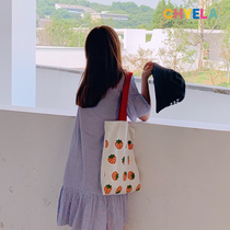 Carry strawberry bag Japanese ins cute canvas bag shoulder bag diy custom green shopping bag AZ57