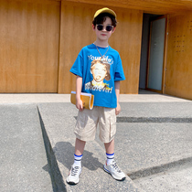 Childrens clothing boys T-shirt 2021 new foreign style loose large childrens short sleeve summer Korean version of boys summer coat