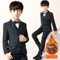 Childrens small suit vest suit handsome English flower boy dress piano performance costume plus velvet thickened
