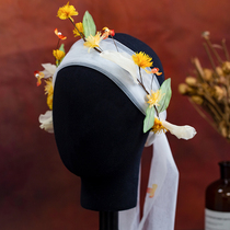 Han Style Sweet Beauty Solid Lemon Yellow Feather Flower Hair Stirrup Trendy Styling Bridal Wedding Dress Writing Real Hair With Little Fresh