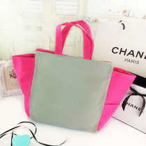 Clearance recommended fashion Contrast color portable sturdy super large capacity shopping bag Hand bag Oxford cloth environmental protection bag