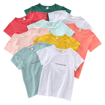 Childrens short-sleeved T-shirt round neck 2021 middle-aged childrens baby Summer clothes boys casual T-shirt girls half-sleeved top
