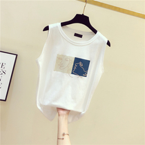 South Korean summer new small vest woman harness outside wearing port to taste 100 lap sleeveless pure cotton t-shirt with a hitch bottom blouse