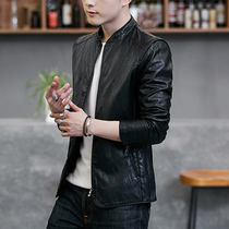 Leather men plus velvet 2020 Spring and Autumn New puleather jacket jacket Korean trend handsome locomotive youth Haining