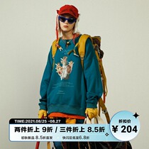  UNVESNO couple sweater mens loose spring and autumn tide brand wild new printed round neck pullover long-sleeved top