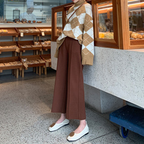 Hairy wide leg pants women autumn and winter thick pants children loose straight tube vertical feel casual pants high waist warm pants ankle-length pants
