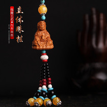 Small pendant peach wood Po Ping An Lotus Guanyin car rear-view mirror pendant car pendant LZG10