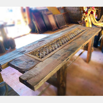 Do old log tea table doors and windows carved tea table retro Chinese high-end coffee table tea room living room tea table folk furniture