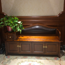 American solid wood changing shoes stool home doorway wearing shoes stool integrated into door storage stool multifunctional sitting backrest shoe cabinet
