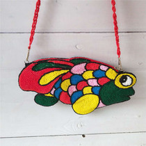  Creative koi mobile phone bag handmade beaded beaded color fish shoulder messenger bag 2019 new vibrato with the same bag