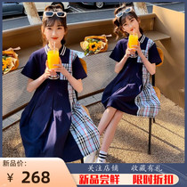 Girls mid-length college Wind polo girls Summer short sleeves Thin Loose Breathable Bangs womens big children Lioncello dress