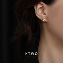 Korean version of the fashion new bag K golden butterfly earrings female ins tide personality cold wind net red same earrings gift