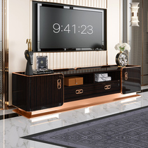 Amari Light Extravagant TV Cabinet Tea Table Combinations Black Stainless Steel Neoclassical Style Vintage Style Guest Hall Furniture