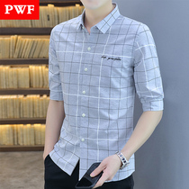 Summer new short sleeve shirt mens Korean version Hull Plaid Shirt Tide Card Mens Clothing Art Casual 100 Hitch