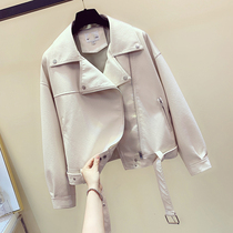 Korea pu leather clothing women Spring and Autumn short 2021 New Wild loose leather jacket handsome locomotive jacket