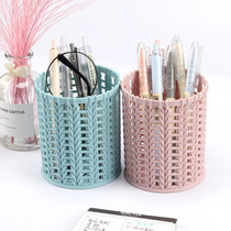 Creative hollow multifunctional imitation rattan pen holder Office students simple desktop storage box stationery tube