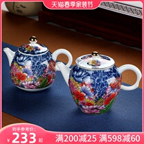 Jingdezhen Gai Bowl Green Flower Porcelain Single Tritalents Tea Bowl Enamel tea tea Set Tea Cup Bowl lid Large number gift box