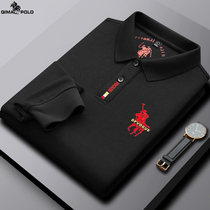 Paul Mens Clothing Casual Blouse Embroidered Horseball Knight Rider Polo Polo Shirt Mid Aged Pure Cotton Long Sleeve T-shirt Bottom