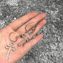 Cherry European and American punk wind metal wind Hollow cross earrings earrings Street wind female Korean tide men and women