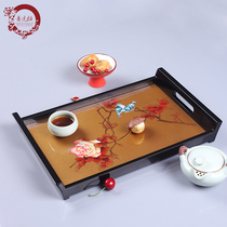  Jinyuan Hengxin Chinese hand-painted tray Lacquerware wooden tea tray European design tea set storage tray Coffee table setting plate