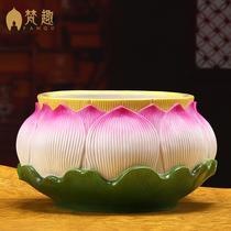 Fan Fun Buddhist Buddhist supplies Ceramic incense burner Buddha Hall dedicated incense burner line incense burner Lotus incense burner Incense seat ornaments