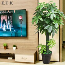 Simulation fortune tree potted green plant interior decoration fake flower living room fake tree decoration floor-to-ceiling flower plastic plant bonsai