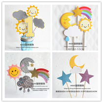 Cake decoration Raindrop Cloud stars Rainbow Sun Moon Paper Wool Felt Birthday Dessert Plate