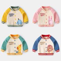 Baby coat spring and autumn baby coat cotton sports clothes male baby baseball clothes foreign girl child spring dress