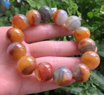 Yang Yujia Yunnan natural Huanglong Jade eggplant mountain Fu Lu Shou Jinsha 16MM male lady hand string certificate