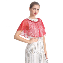 New sequin shawl cheongsam shawl lace Joker thin dress outside short nailles