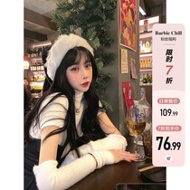 Aunt Barbie High Collar Sweater Womens Spring Section Splicing Soft Glutinous System First Love Sleeve Inner Hitch Base Knitted Blouse