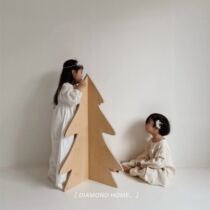 ins Korean style birch wood wood board Christmas decoration Christmas tree high boots pendant three-dimensional log wind Christmas tree