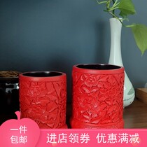 Lacquerware 46-inch dragon pen holder red carved lacquer antique national tide ornaments Chinese style special gift crafts