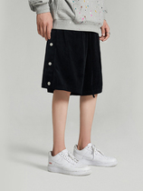 BONELESS velvet breasted shorts Versatile comfortable loose lace-up high elastic five-point pants street trend