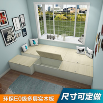Simple small bedroom Tatami custom integrated bed Multi-functional small apartment study Childrens room Bay window cabinet Step rice