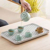 Double drain tray plastic rectangular shelf kitchen drain rack tea tray tea tray tea tray household fruit tray