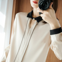 2020 new spring summer silk shirt Womens lapel collar shirt pullover solid color long sleeve mulberry silk shirt