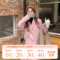Summer home autumn and winter double-row buttoned suit Mao jacket female loose with medium length over kneecap 100 plexor half body dress