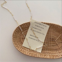 Necklace Retro Korea Commuter Glasses Korean Version Drilling Mesh Red Mask Pearl Transparent Strings Beads Chain