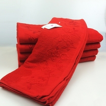 Festival of Red Towels household daily with pure cotton soft water absorption back to the red bath towel without fading red bath wedding supplies